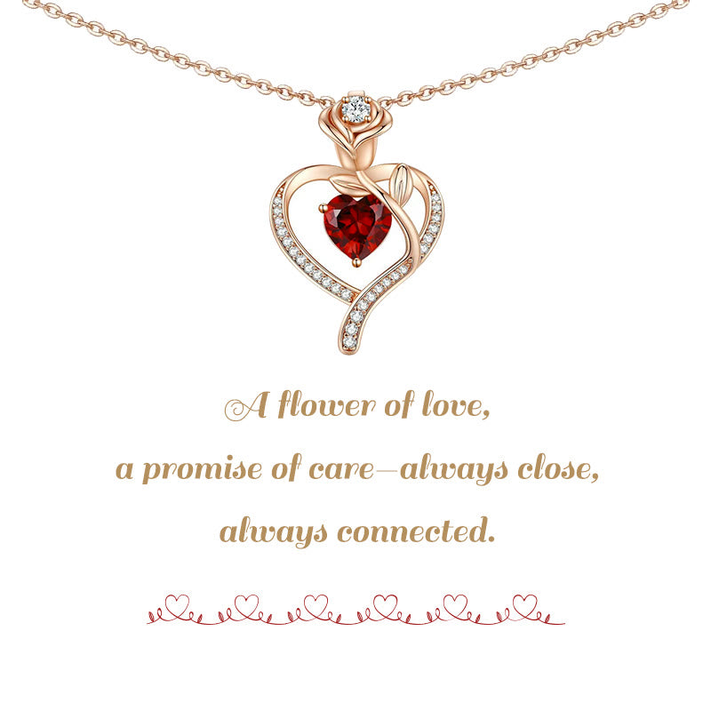 Olivenorma Rose Flower Love Heart Birthstone Gift Card Necklace - image 0