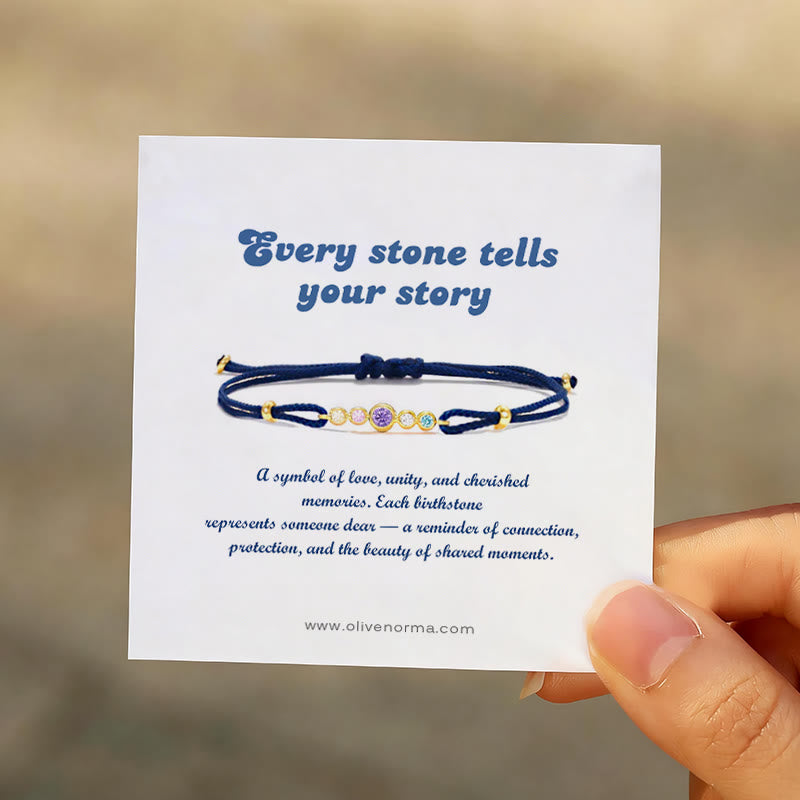 Olivenorma 2-7 Birthstones Bezel Set Customized Gift Card Bracelet - Rose Gold - WIth Gift Card - 7 Birthstones - image 1