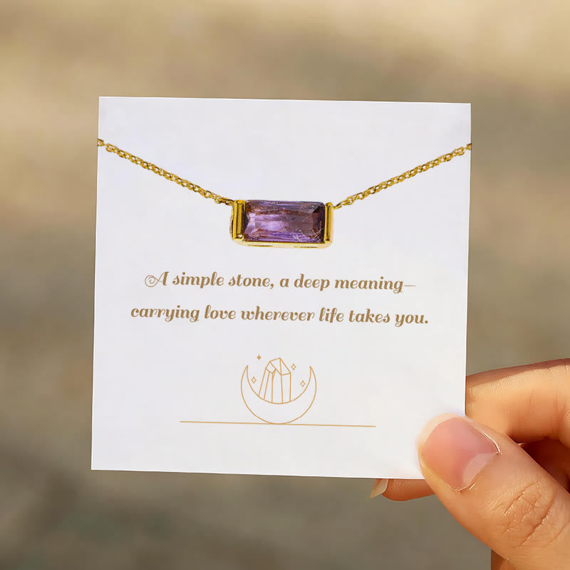 Olivenorma Simple Rectangular Birthstone Pendant Stainless Steel  Gift Card Necklace - image 1