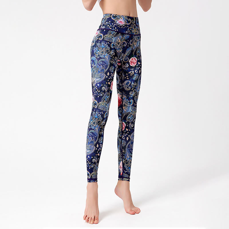 Olivenorma High-Waisted Vintage Flower Print Yoga Pants - image 3