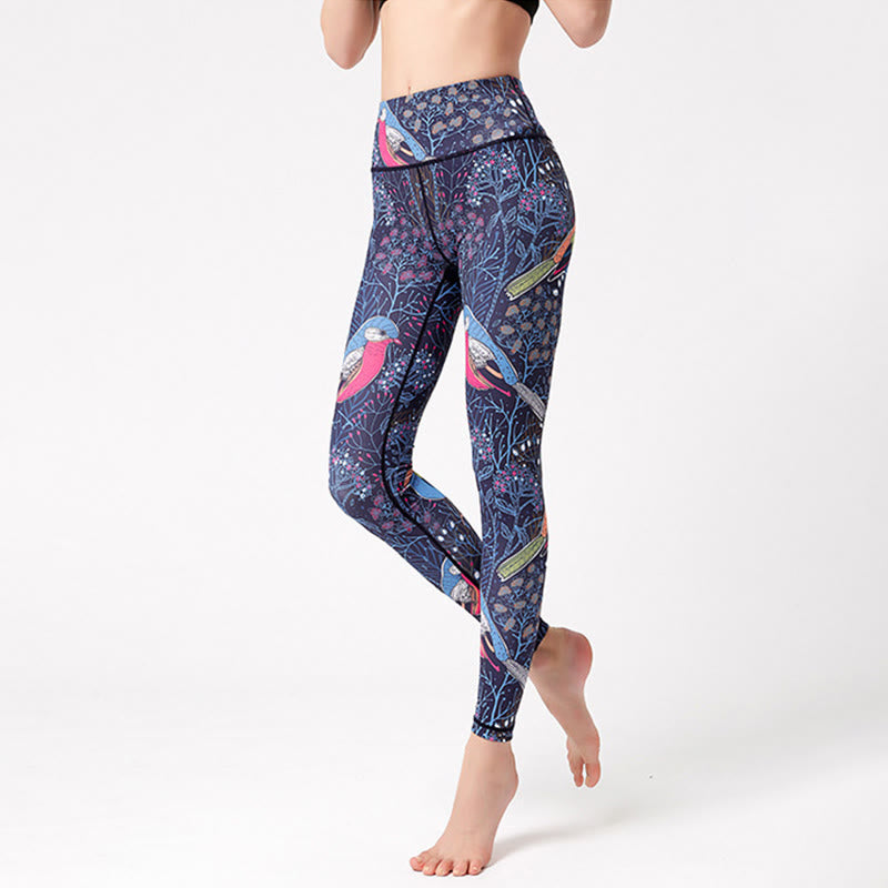 Olivenorma High-Waisted Graceful Bird Print Yoga Pants - image 1