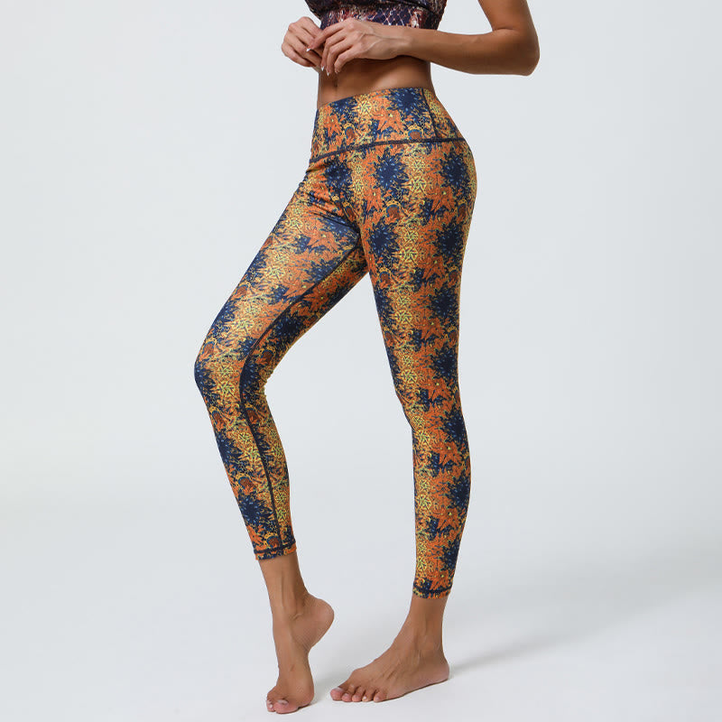 Olivenorma High-Waisted Geometric Floral Print Yoga Pants - image 0