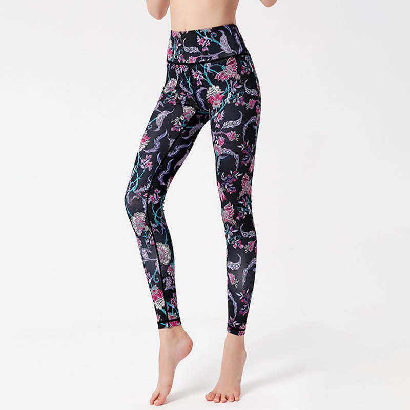 Olivenorma High-Waisted Vibrant Floral Print Yoga Pants - image 1