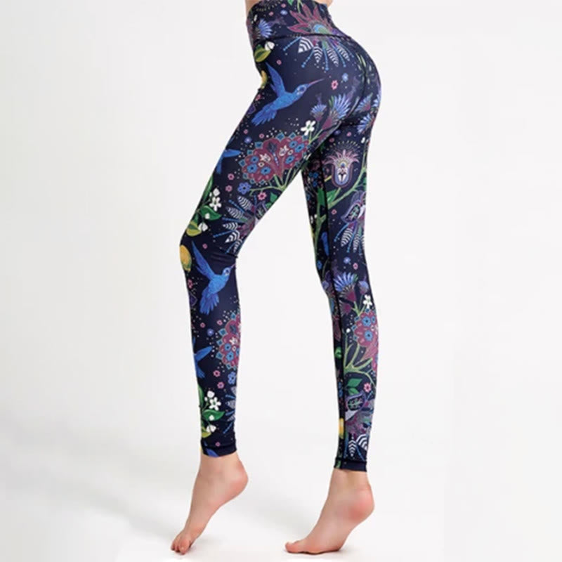 Olivenorma High-Waisted Garden-Inspired Print Yoga Pants - XL - image 0