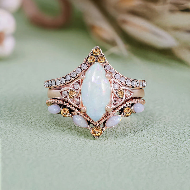 FREE Today: Eternal Glow Opal Promise Ring Set - Opal#Color Rose Gold - US 10 - image 11