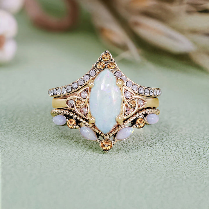 Olivenorma Eternal Glow Opal Promise Ring Set - Opal#Color Gold - US 10 - image 10