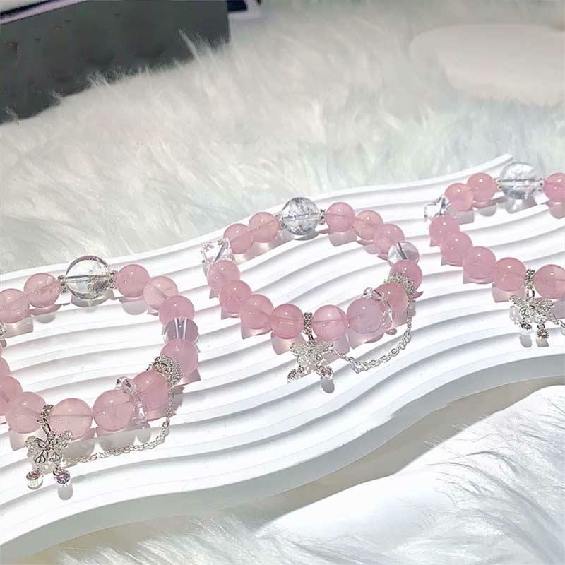 Olivenorma Rose Quartz Butterfly Pendant Adjustable Bracelet - image 1