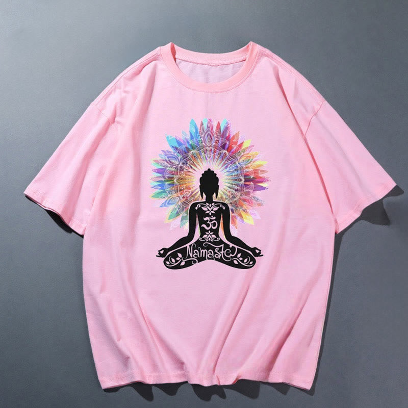 Olivenorma Pink Yoga Breathable Comfortable T-Shirt - Meditation 6 - 2XL - image 9