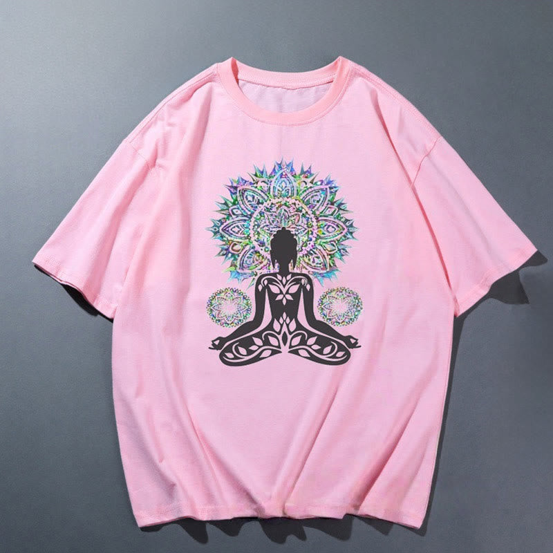 Olivenorma Pink Yoga Breathable Comfortable T-Shirt - Meditation 1 - 2XL - image 4