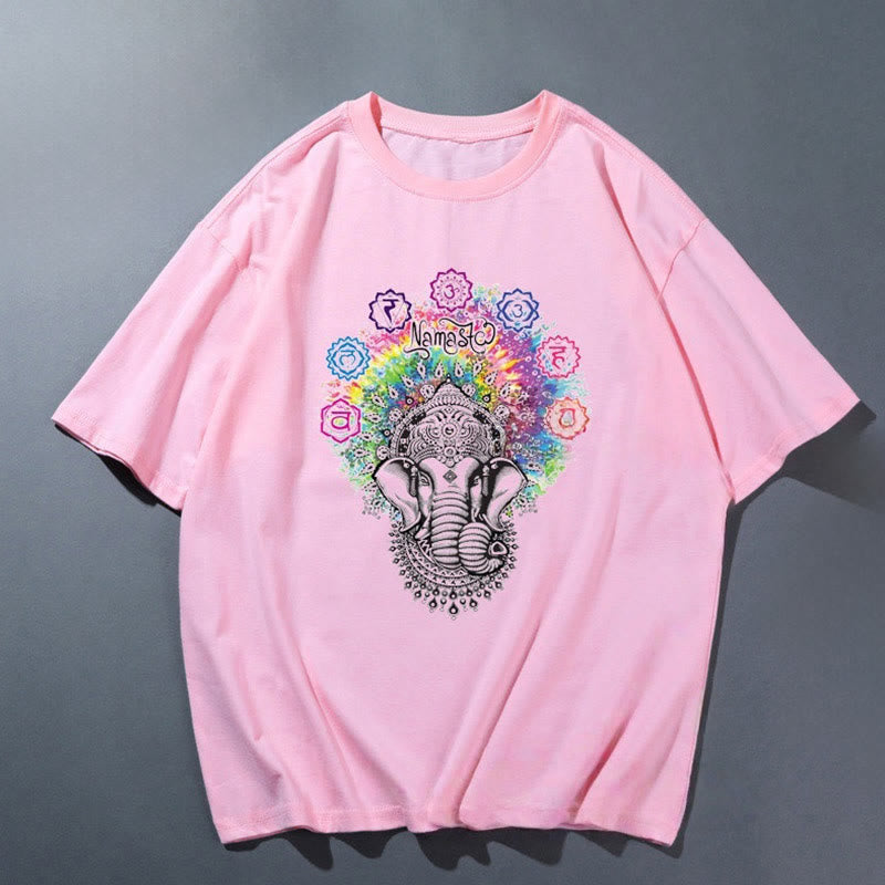 Olivenorma Pink Yoga Breathable Comfortable T-Shirt - Elephant - 2XL - image 1