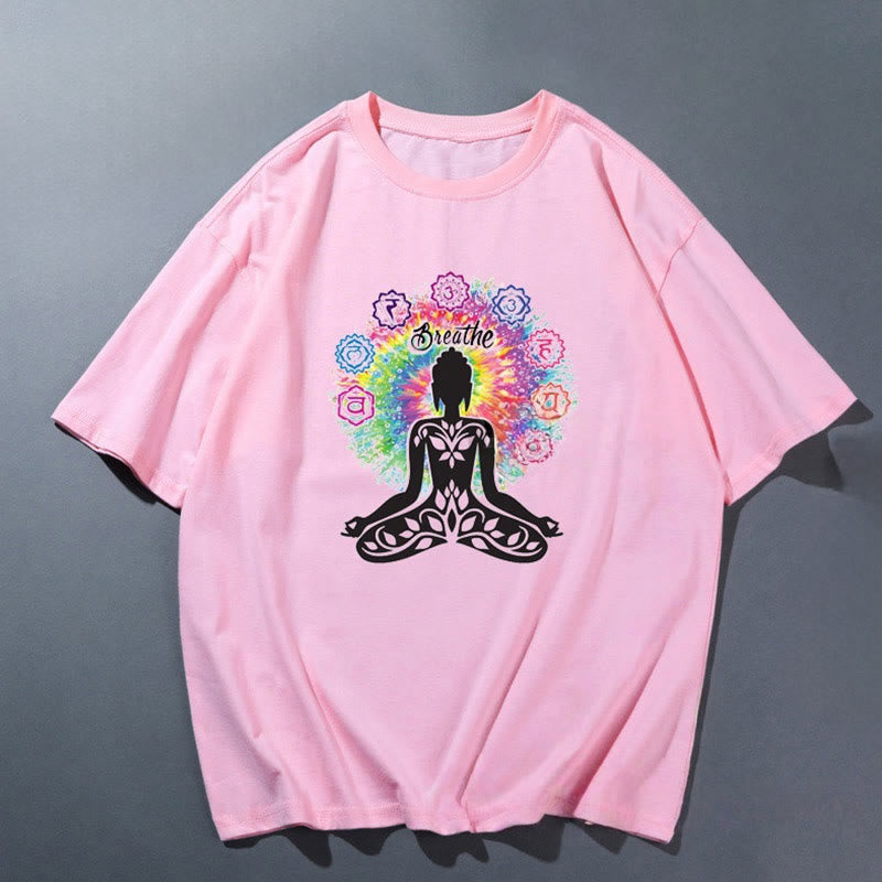 Olivenorma Pink Yoga Breathable Comfortable T-Shirt - Meditation 3 - 2XL - image 6