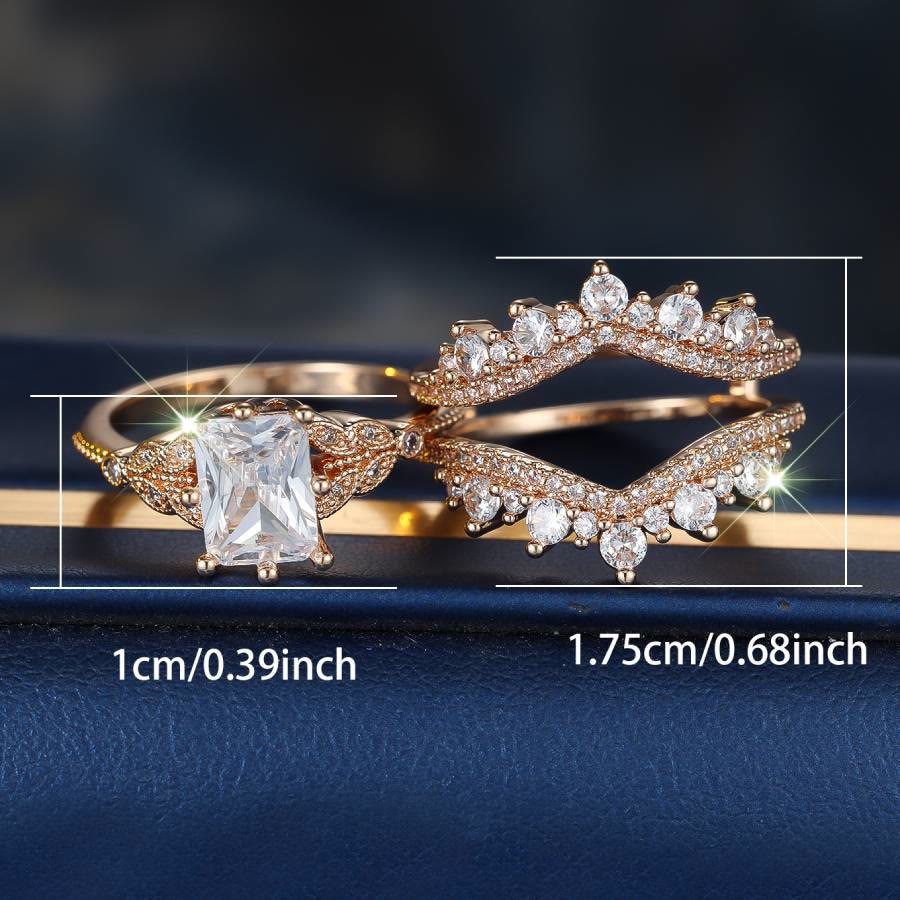 FREE Today: 2Pcs Vintage Luxurious Moissanite Multi-diamond Dazzling Engagement Ring Set - image 4
