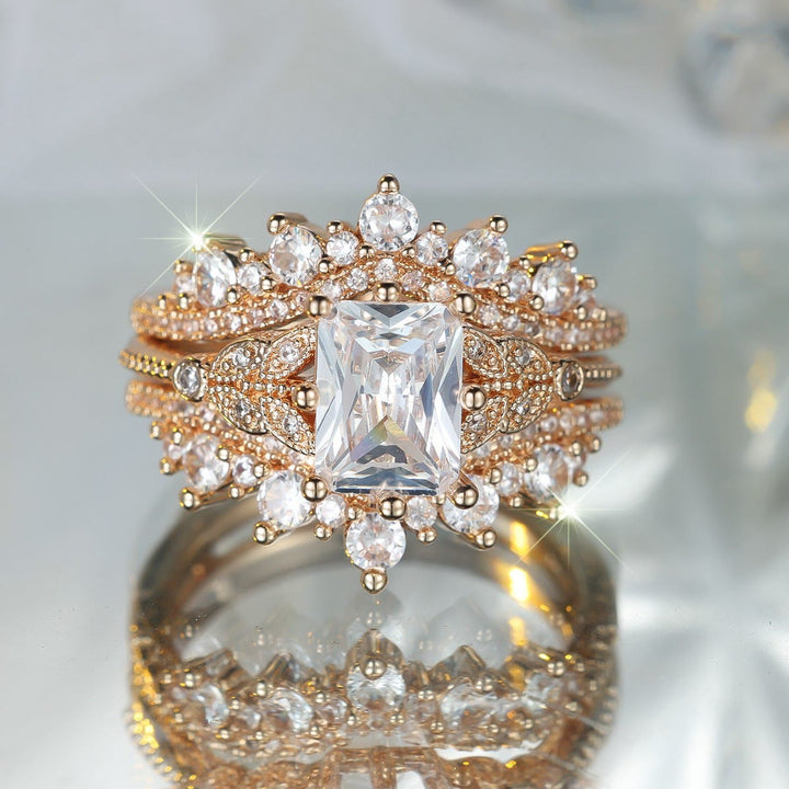 FREE Today: 2Pcs Vintage Luxurious Moissanite Multi-diamond Dazzling Engagement Ring Set - image 3