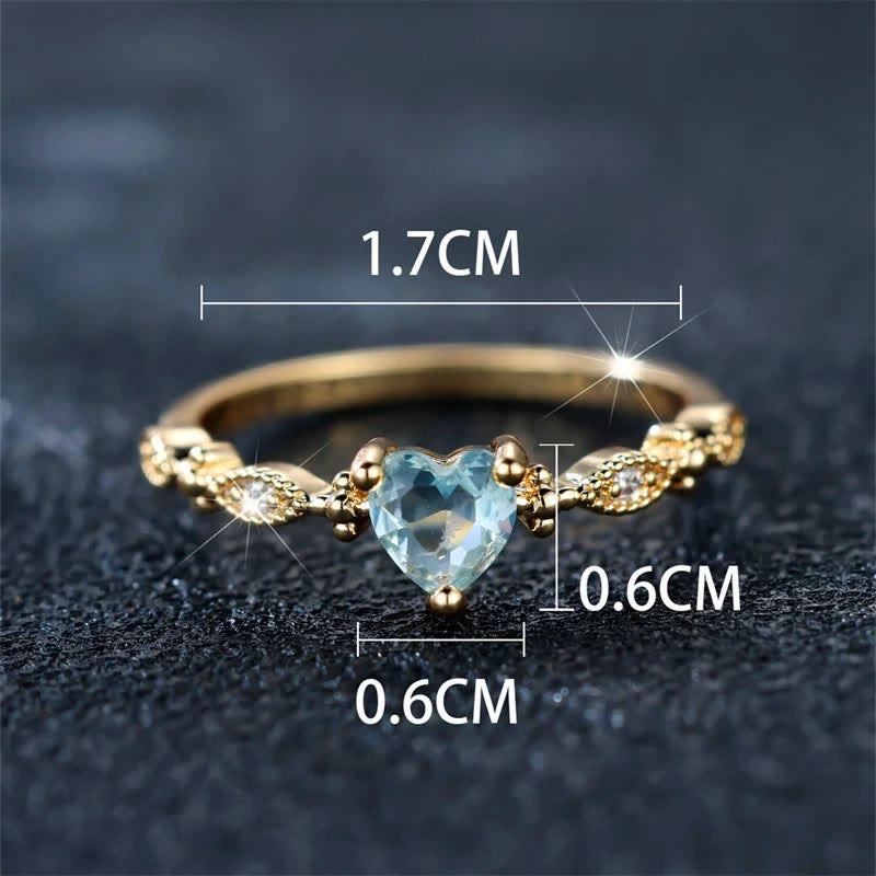 FREE Today: Desire Heart Cut Blue Zircon Engagement Bride Wedding Ring - image 4