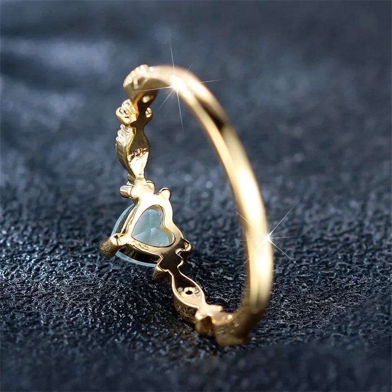 FREE Today: Desire Heart Cut Blue Zircon Engagement Bride Wedding Ring - image 3