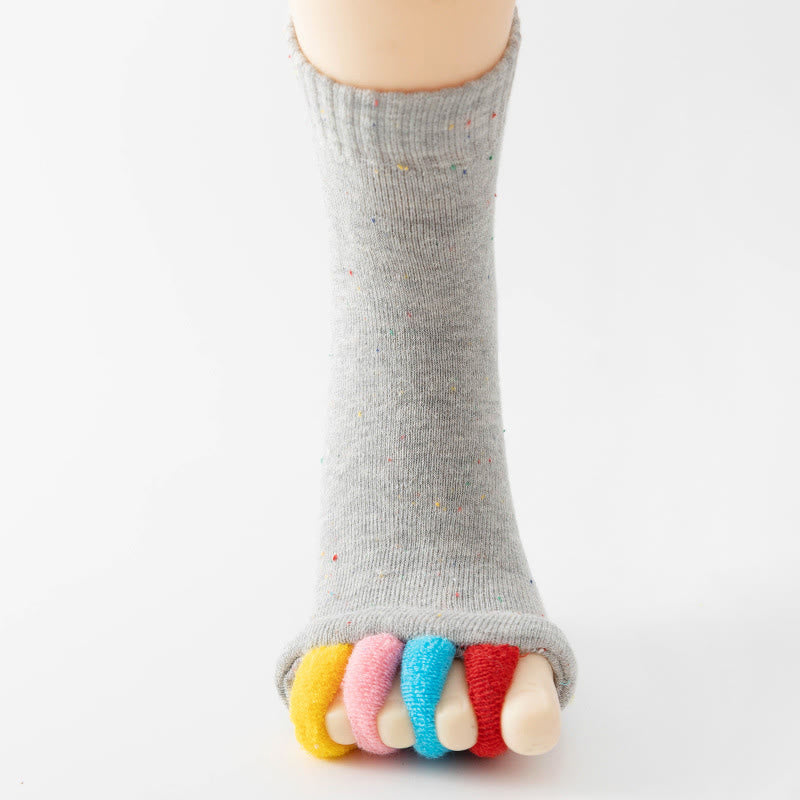 Olivenorma Colorful Five-Toe Breathable Toe Separation Non-Slip Grip Pilates Barre Fitness Socks for Balance & Stability Yoga Socks - image 4