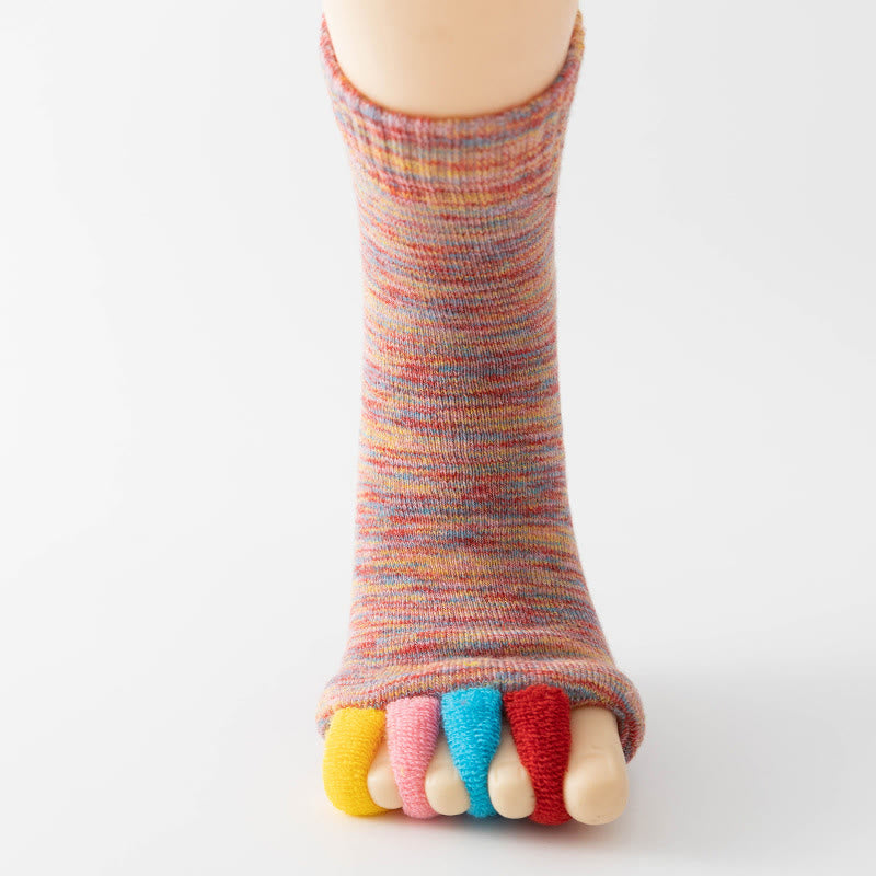 Olivenorma Colorful Five-Toe Breathable Toe Separation Non-Slip Grip Pilates Barre Fitness Socks for Balance & Stability Yoga Socks - image 1