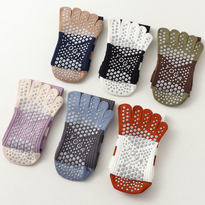 Olivenorma Five-Toe Breathable Toe Separation Non-Slip Grip Pilates Barre Fitness Socks for Women with Cotton Comfort Design Yoga Socks - Each color - 6pairs (One pair of each color) - image 26