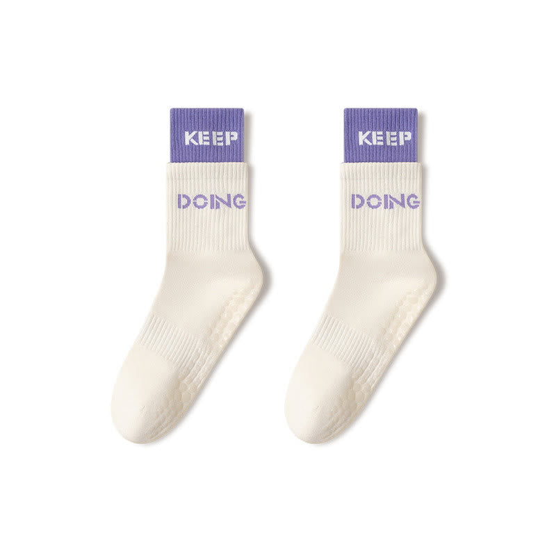 Olivenorma Cushion Grip Crew Non-Slip Pilates Barre Comfort Training Socks with Soft Padding & Breathable Cotton Support Yoga Socks - image 3