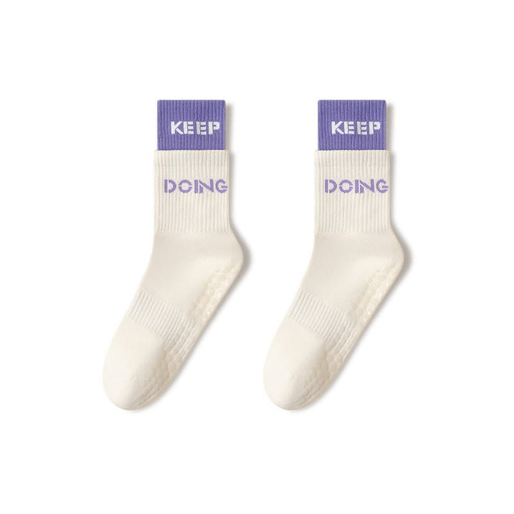 Olivenorma Cushion Grip Crew Non-Slip Pilates Barre Comfort Training Socks with Soft Padding & Breathable Cotton Support Yoga Socks - image 3