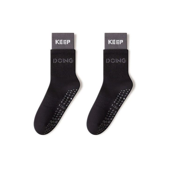 Olivenorma Cushion Grip Crew Non-Slip Pilates Barre Comfort Training Socks with Soft Padding & Breathable Cotton Support Yoga Socks - Black - 10 Pairs - image 10