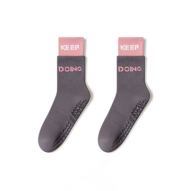 Olivenorma Cushion Grip Crew Non-Slip Pilates Barre Comfort Training Socks with Soft Padding & Breathable Cotton Support Yoga Socks - Gray - 10 Pairs - image 11