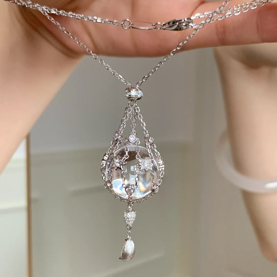 FREE Today: Dream Catcher Elegance Stunning Crystal Necklace Crystal Ball Necklace - Silver Color - image 0