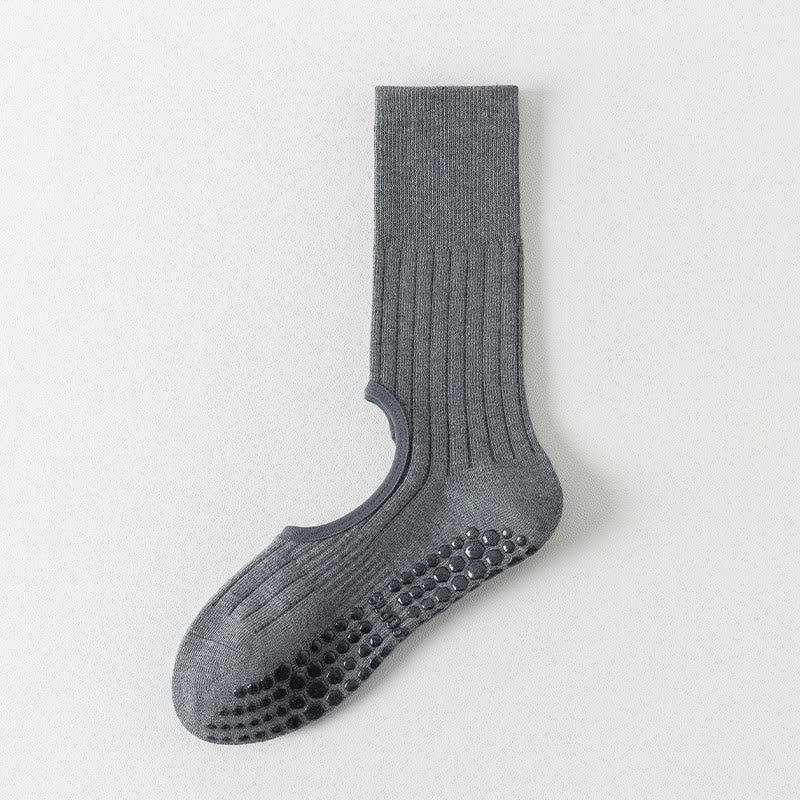 Olivenorma Mid-Calf Full-Toe Non-Slip Grip Cotton Pilates Comfort Training Women's Yoga Socks - Gray - 10 Pairs - image 1