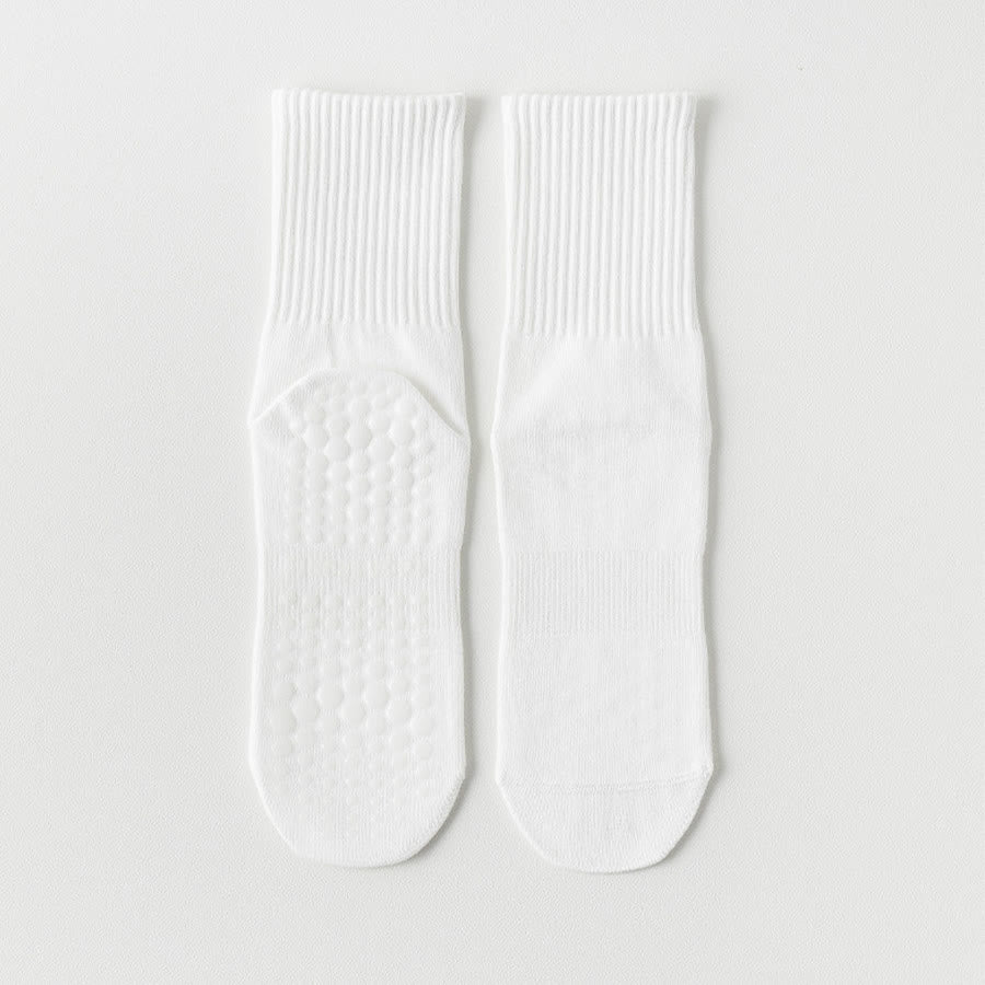 Olivenorma Full-Toe Mid-Calf Cotton Anti-Slip Breathable Workout Grip Socks Comfortable Solid Color Women's Yoga Socks - White - 10 Pairs - image 3