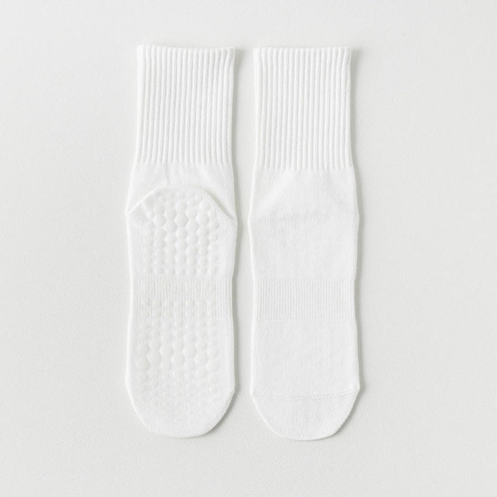 Olivenorma Full-Toe Mid-Calf Cotton Anti-Slip Breathable Workout Grip Socks Comfortable Solid Color Women's Yoga Socks - White - 10 Pairs - image 3