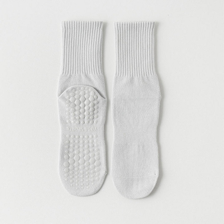 Olivenorma Full-Toe Mid-Calf Cotton Anti-Slip Breathable Workout Grip Socks Comfortable Solid Color Women's Yoga Socks - Light Gray - 10 Pairs - image 6