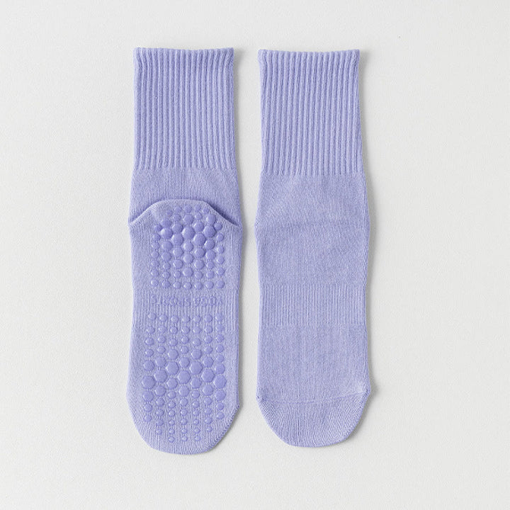 Olivenorma Full-Toe Mid-Calf Cotton Anti-Slip Breathable Workout Grip Socks Comfortable Solid Color Women's Yoga Socks - Purple - 10 Pairs - image 12