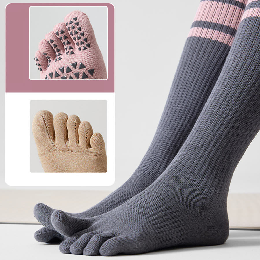 Olivenorma Compression Five-Toe Cotton Anti-Slip Grip Slim-Fit Support Pilates Barre Women's Yoga Socks - image 3
