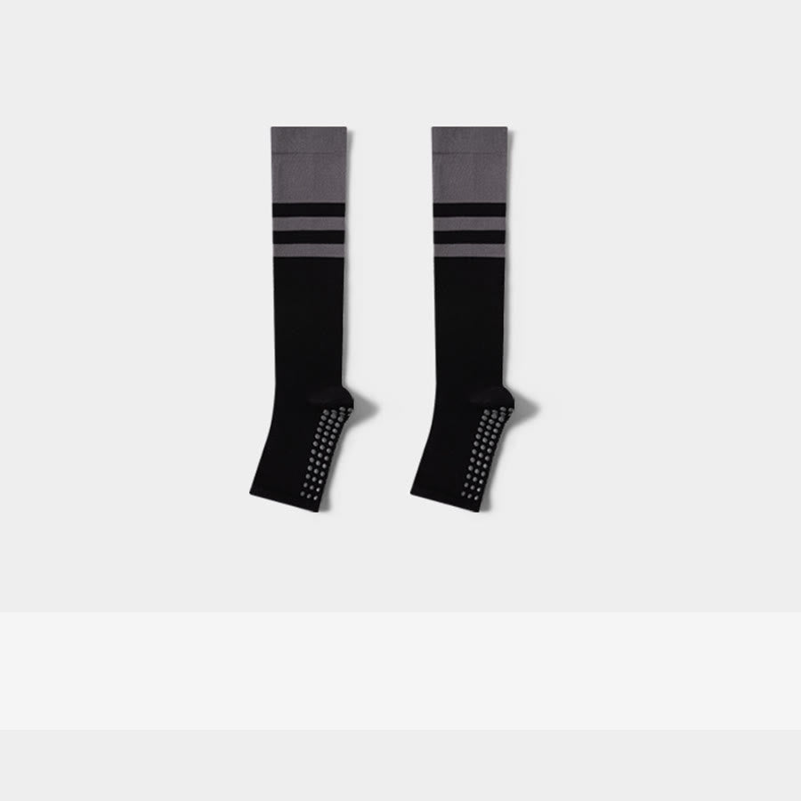 Olivenorma Compression Open-Heel Long Yoga Grip Socks Slimming Support Anti-Slip Cotton Women's Yoga Socks - Black - 10 Pairs - image 1