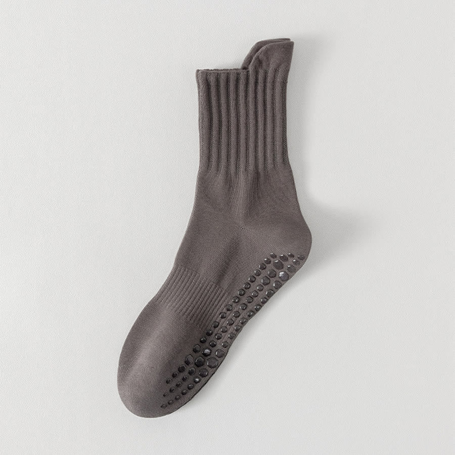 Olivenorma Solid Color Full-Toe Cushion Anti-Slip Breathable Athletic Comfort Men's Yoga Socks - Dark Gray - 10Pairs - image 12
