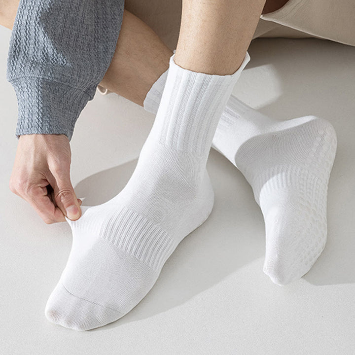 Olivenorma Solid Color Full-Toe Cushion Anti-Slip Breathable Athletic Comfort Men's Yoga Socks - image 6