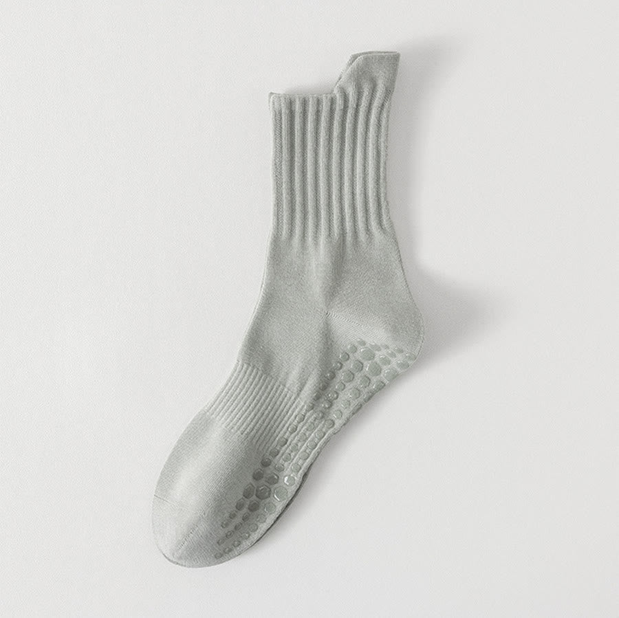 Olivenorma Solid Color Full-Toe Cushion Anti-Slip Breathable Athletic Comfort Men's Yoga Socks - Light Gray - 10Pairs - image 8