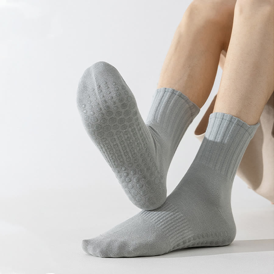 Olivenorma Solid Color Full-Toe Cushion Anti-Slip Breathable Athletic Comfort Men's Yoga Socks - image 10