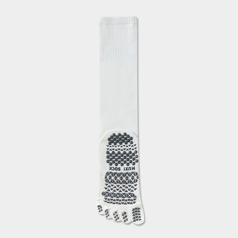 Olivenorma Long Five-Toe Breathable Sports Grip Socks Moisture-Wicking Anti-Slip Men's Yoga Socks - White - Calf Socks：50cm - 10Pairs - image 4