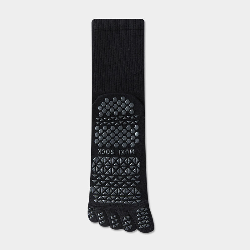 Olivenorma Long Five-Toe Breathable Sports Grip Socks Moisture-Wicking Anti-Slip Men's Yoga Socks - Black - Mid-calf Socks：20cm - 10Pairs - image 10