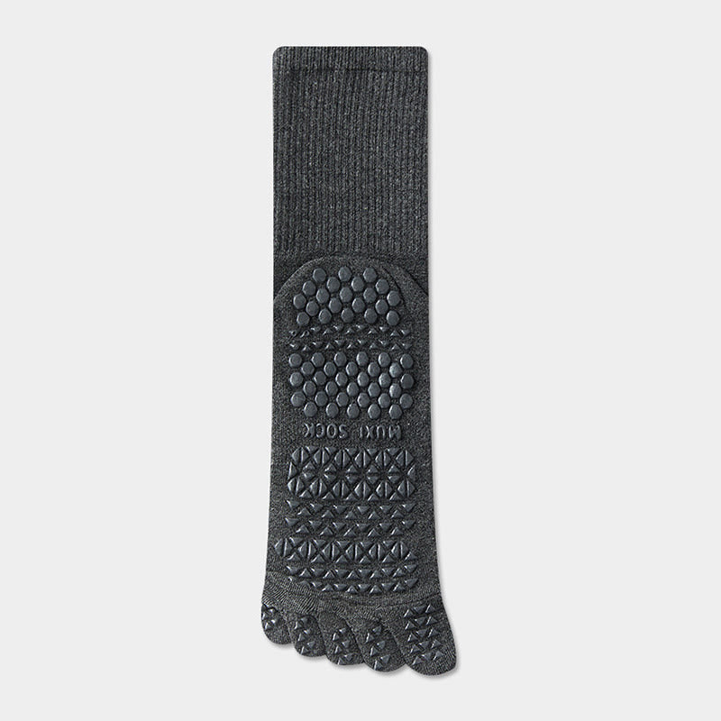 Olivenorma Long Five-Toe Breathable Sports Grip Socks Moisture-Wicking Anti-Slip Men's Yoga Socks - Dark Gray - Mid-calf Socks：20cm - 10Pairs - image 13