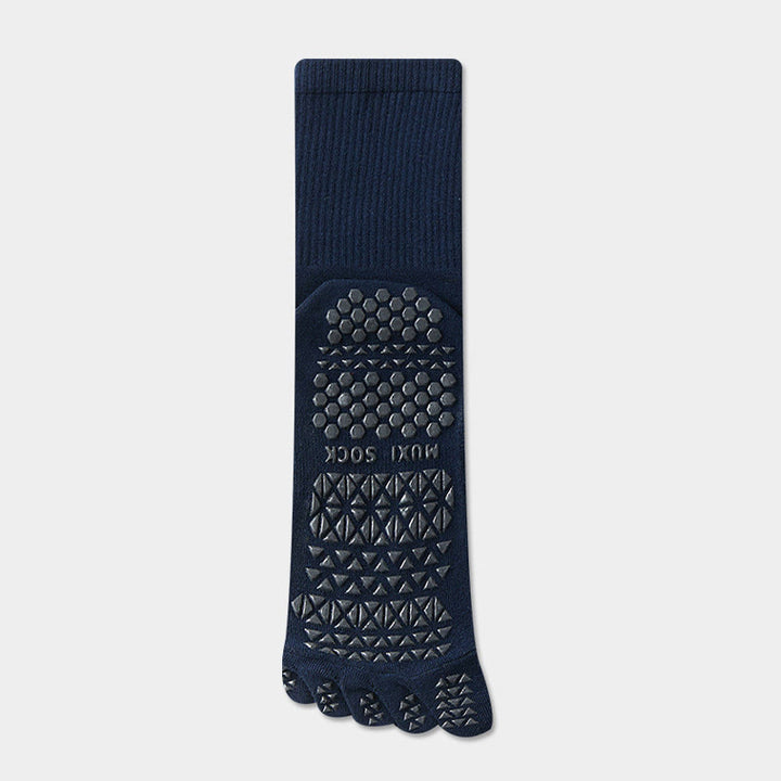 Olivenorma Long Five-Toe Breathable Sports Grip Socks Moisture-Wicking Anti-Slip Men's Yoga Socks - Navy Blue - Mid-calf Socks：20cm - 10Pairs - image 11