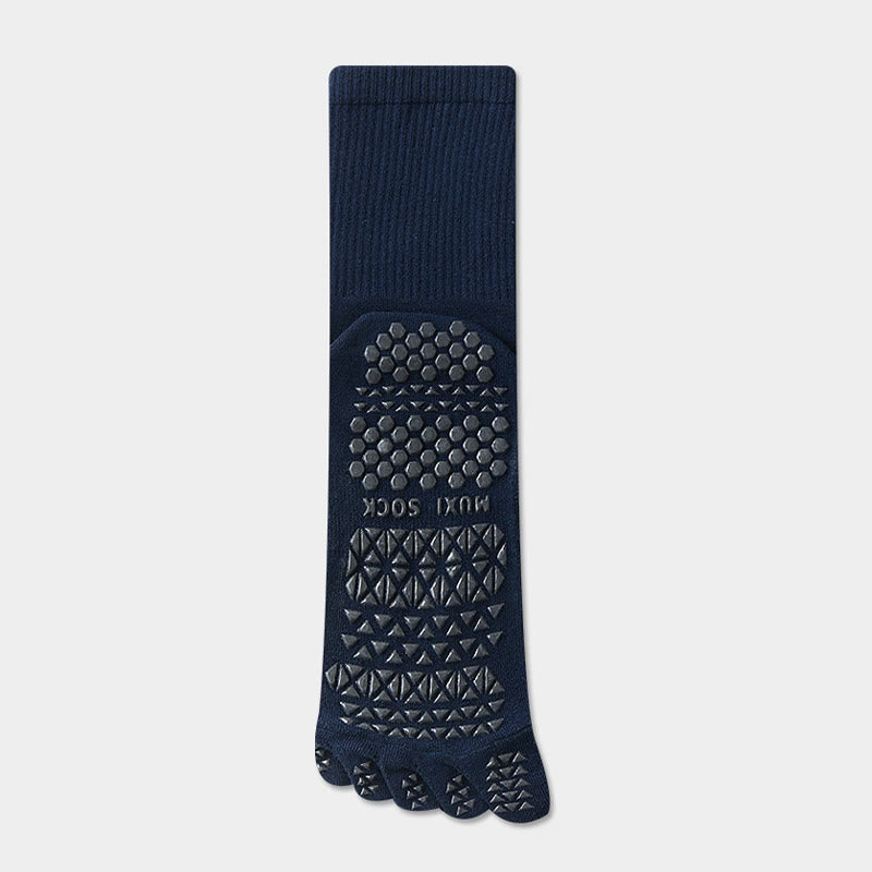 Olivenorma Long Five-Toe Breathable Sports Grip Socks Moisture-Wicking Anti-Slip Men's Yoga Socks - Navy Blue - Mid-calf Socks：20cm - 10Pairs - image 11