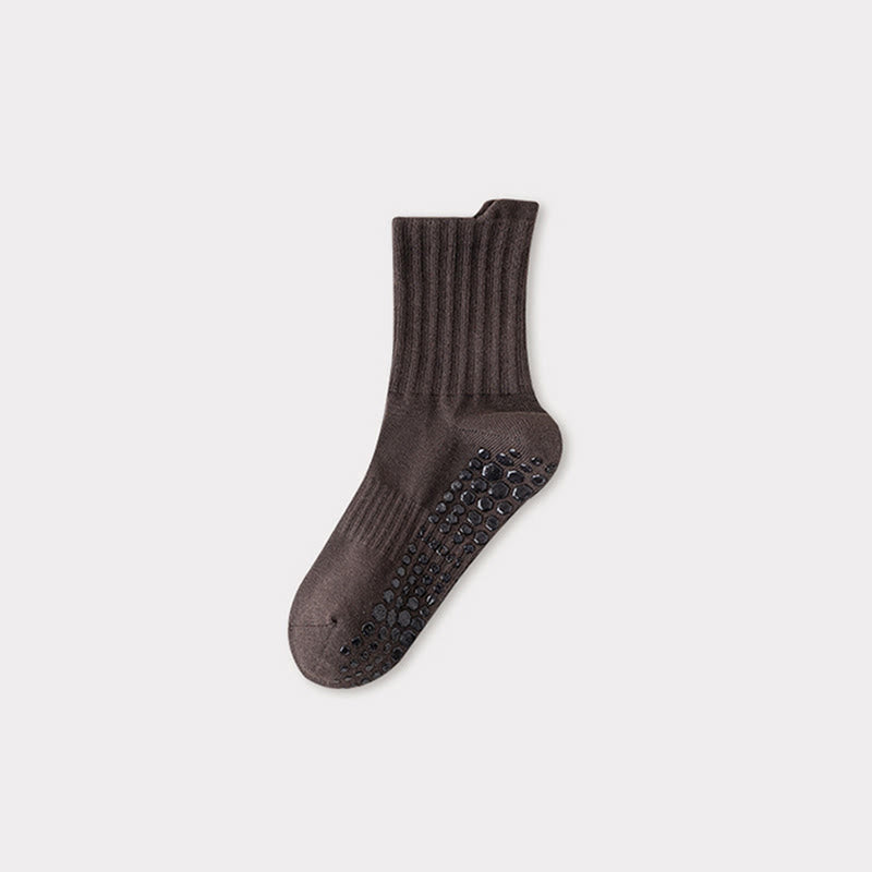 Olivenorma Professional Training Full-Toe Cotton Blend Anti-Slip Supportive Men's Yoga Socks - Dark Brown - US 6.5-10 - 10Pairs - image 8