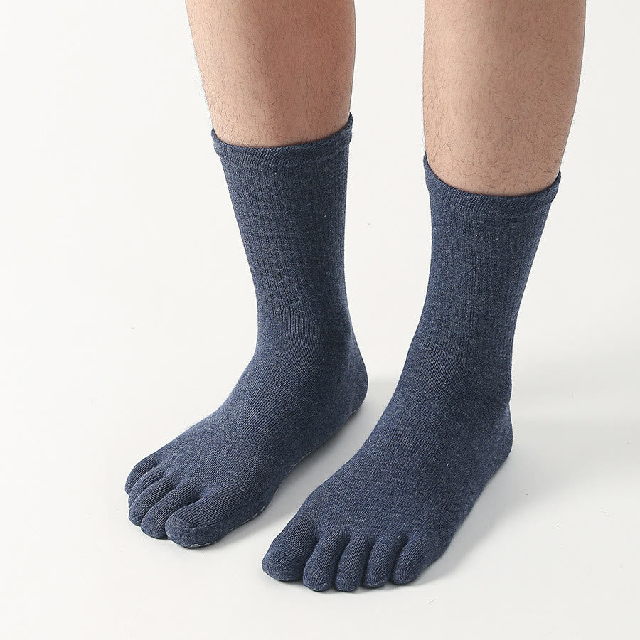 Olivenorma Short Five-Toe Elastic Comfort Non-Slip Breathable Workout Men's Yoga Socks - Navy Blue - 10Pairs - image 6