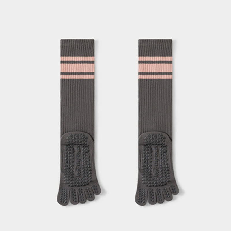 Olivenorma Compression Five-Toe Cotton Anti-Slip Grip Slim-Fit Support Pilates Barre Women's Yoga Socks - Grey - 10 Pairs - image 2