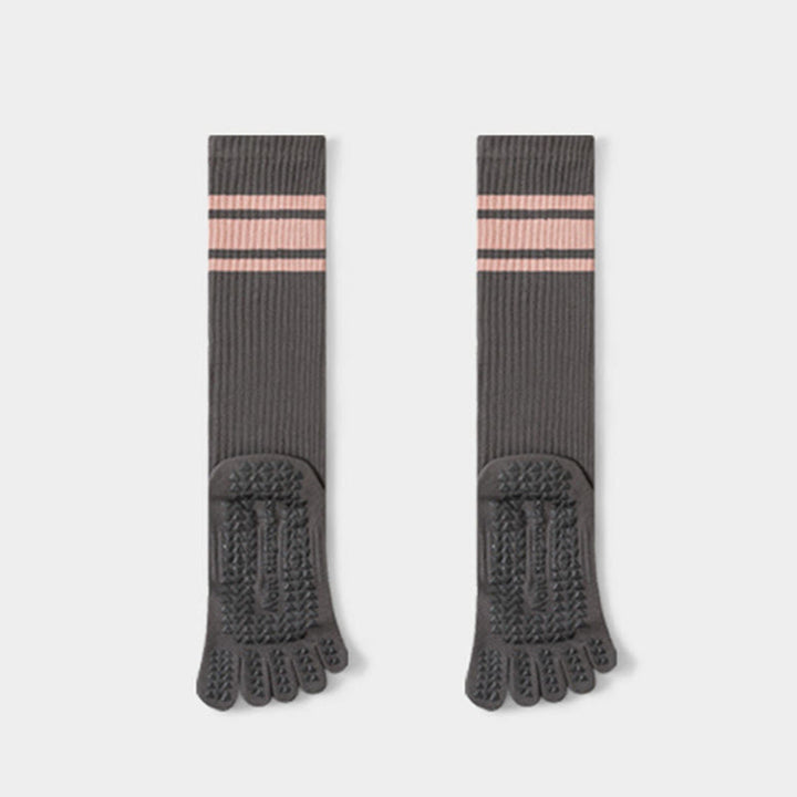 Olivenorma Compression Five-Toe Cotton Anti-Slip Grip Slim-Fit Support Pilates Barre Women's Yoga Socks - Grey - 10 Pairs - image 2
