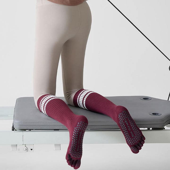 Olivenorma Compression Five-Toe Cotton Anti-Slip Grip Slim-Fit Support Pilates Barre Women's Yoga Socks - image 11