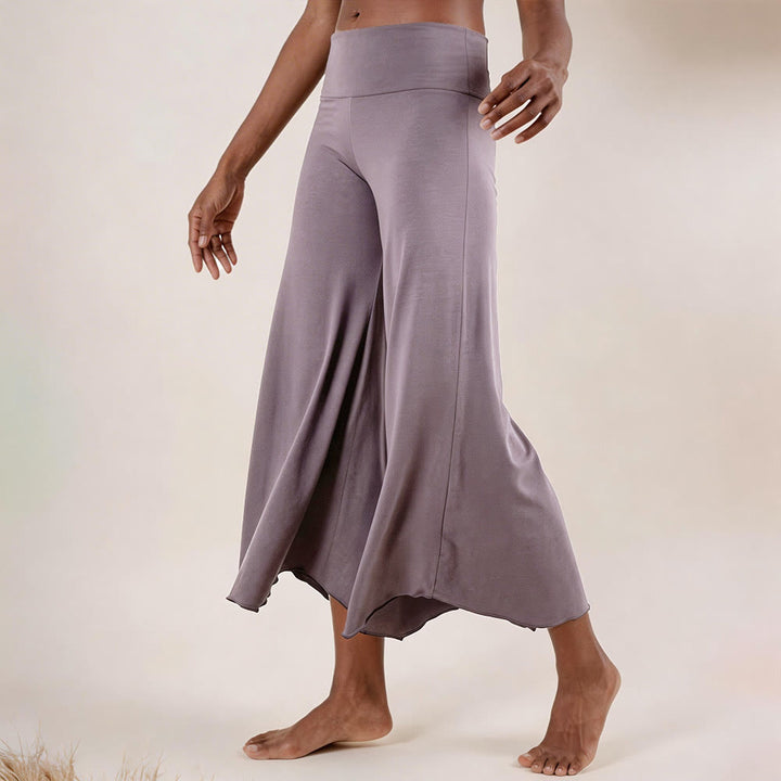 Olivenorma High-Waist Cropped Yoga Pants Plain Color Stretchy For Active & Lounge Wear Women's Flare Pants - image 1
