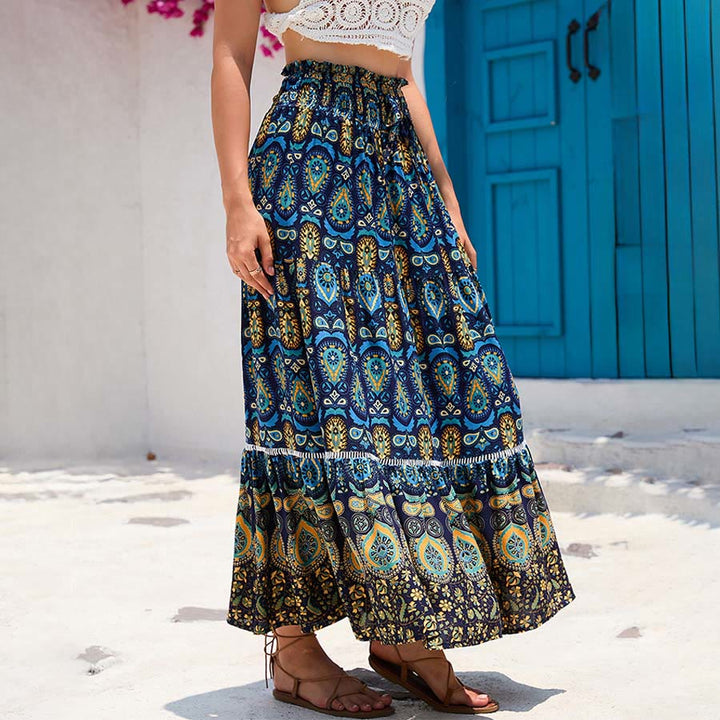 Olivenorma Bohemian Paisley Print High Waist Tiered Maxi Women's Dress - image 9